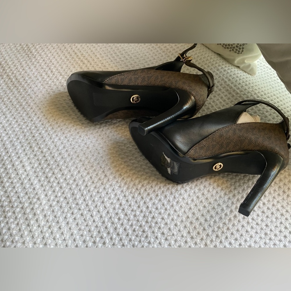 Michael Kors Black and Brown Lawson Open-Toe Boot - Picture 6 of 7